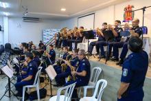 No momento da abertua da Semana dos Calouros, aconteceu a apresentação da banda de música da Guarda Municipal de Belém. Foto: Sidney Oliveira/Ascom Uepa.