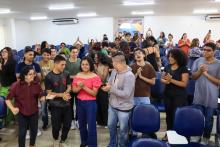 Na manhã desta segunda-feira, 24, o ccnt promoveu a abertura da Semana dos Calouros 2025. Foto: Sidney Oliveira/Ascom Uepa.