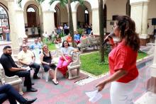 Celebração Ecumênica de Páscoa no Hall da reitoria. Na foto, a vice-reitora, Ilma Pastana. Foto: Sidney Oliveira/Ascom Uepa.