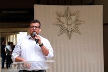 Celebração Ecumênica de Páscoa no Hall da reitoria. Na foto, o reitor Clay Chagas. Foto: Sidney Oliveira/Ascom Uepa.