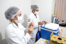 A Uepa promoveu o Dia "D" da Saúde no hall da reitoria, na quinta-feira, 26. A ação ofereceu diversos atendimentos e vacinas. Foto: Sidney Oliveira/Ascom Uepa.