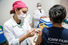 A Uepa promoveu o Dia "D" da Saúde no hall da reitoria, na quinta-feira, 26. A ação ofereceu diversos atendimentos e vacinas. Foto: Sidney Oliveira/Ascom Uepa.