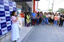 Na manhã desta sexta - feira, 13, foi inaugurada a pintura do muro do campus XXll, em Ananindeua. O reitor Clay Chagas esteve presente para fazer a visita à arte no muro junto aos servidores e alunos do campus, além de visitar também o laboratório multidisciplinar. Foto: Sidney Oliveira/Ascom Uepa.