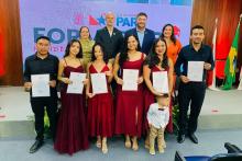 O reitor, Carlos Capela, participou da Cerimônia de formatura da 8ª Turma do Programa de Residência Multiprofissional em Hematologia e Hemoterapia, em parceria com a Universidade do Estado do Pará (Uepa). Foto: Rafael Dias/Ascom Hemopa.