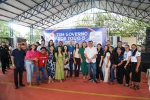 O governador Helder Barbalho e o Reitor da Uepa, Clay Chagas, inauguram quadra poliesportiva em Conceição do Araguaia. Foto: Sidney Oliveira/Ascom Uepa