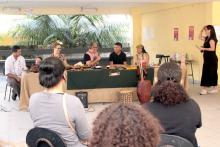 Roda de conversa e mostra sobre cultura alimentar indígena no CCSE. Foto: Marcelo Rodrigues/Ascom Uepa.