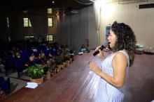 A professora Josinete Pereira falou sobre a importância do projeto durante a abertura. Foto: Sidney Oliveira/Ascom Uepa.