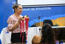 Uma das ações que fizeram parte da comemoração ao dia do servidor, foi uma palestra sobre prevenção ao câncer de mama, que também é alusivo ao outubro rosa. Foto: Sidney Oliveira/Ascom Uepa.
