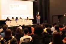 Lançamento do Programa PET - Saúde Digital do Campus de  Ananindeua. O lançamento aconteceu no auditório da Usina da Paz do Icuí-Guajará, na tarde da quinta-feira, 21. Na foto, a professora Erica Feio, coordenadora do programa PET-Saúde.Foto: Sidney Oliveira/Ascom Uepa.