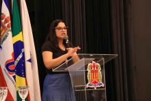 Lançamento do Programa PET - Saúde Digital do Campus de  Ananindeua. O lançamento aconteceu no auditório da Usina da Paz do Icuí-Guajará, na tarde da quinta-feira, 21. Na foto, a professora Erica Feio, coordenadora do programa PET-Saúde.Foto: Sidney Oliveira/Ascom Uepa.