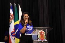 Lançamento do Programa PET - Saúde Digital do Campus de  Ananindeua. O lançamento aconteceu no auditório da Usina da Paz do Icuí-Guajará, na tarde da quinta-feira, 21. Na foto, a coordenadora do Campus de Ananindeua, professora Camila Claíde. Foto: Sidney Oliveira/Ascom Uepa.