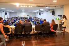 Cerimônia de recondução do diretor e posse do vice-diretor do Centro de Ciências Biológicas e da Saúde (CCBS), professores Emanuel Soares de Sousa e Smayk Sousa. Na foto, a vice-reitora, Ilma Pastana. Foto: Sidney Oliveira/Ascom Uepa