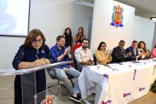 Foi realizada na manhã de hoje, a cerimônia de posse do professor Frederico  Bicalho e da professora Edina Fialho aos cargos de diretor e vice-diretora, respectivamente do Centro de Ciências Sociais e Educação (CCSE). Na foto, a professora Edina Fialho. Foto: Sidney Oliveira/Ascom Uepa