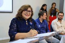 Foi realizada na manhã de hoje, a cerimônia de posse do professor Frederico  Bicalho e da professora Edina Fialho aos cargos de diretor e vice-diretora, respectivamente do Centro de Ciências Sociais e Educação (CCSE). Na foto, a professora Edina Fialho. Foto: Sidney Oliveira/Ascom Uepa
