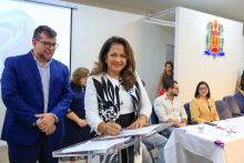 Foi realizada na manhã de hoje, a cerimônia de posse do professor Frederico  Bicalho e da professora Edina Fialho aos cargos de diretor e vice-diretora, respectivamente do Centro de Ciências Sociais e Educação (CCSE). Na foto, a vice-reitora, Ilma Pastana. Foto: Sidney Oliveira/Ascom Uepa