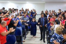 Foi realizada na manhã de hoje, a cerimônia de posse do professor Frederico  Bicalho e da professora Edina Fialho aos cargos de diretor e vice-diretora, respectivamente do Centro de Ciências Sociais e Educação (CCSE). Na foto, os dois novos diretores do ccse. Foto: Sidney Oliveira/Ascom Uepa