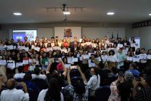 Na noite de ontem, segunda - feira, 9, foi celebrada a entrega da premiação do melhor TCC 2024, no auditório Paulo Freire do Centro de Ciências Sociais e Educação (CCSE). Foto: Sidney Oliveira/Ascom Uepa.