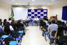 Em visita ao campus de  Marabá para companhar a construção do bloco 5, reunir com a coordenação do Campus e servidores, o reitor Clay Chagas também participou do acolhimento  aos alunos de Biomedicina. Foto: Sidney Oliveira/Ascom Uepa