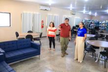 O reitor Clay Anderson Nunes Chagas, inaugurou duas salas no campus de São Miguel do Guamá: Sala multidisciplinar de ensino, pesquisa e exteção - Guilherme Antônio da Costa e a sala de  diretório acadêmico, no dia 4 de outubro. Além da inauguração, Clay Chagas visitou as as  demais dependências e apresentou a nova coordenadora de São Miguel do Guamá, Sara Sulima. Foto: Sidney Oliveira/Ascom Uepa.