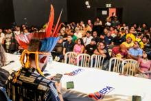 A abertura do Seminário Regional de Escuta dos Povos Indígenas sobre a criação da Universidade Indígena, foi realizado na quinta - feira, 26, na  Usina da Paz do Icuí e no campus XXII da Uepa, em Ananindeua. Foto: Sidney Oliveira/Ascom Uepa.