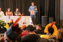 A abertura do Seminário Regional de Escuta dos Povos Indígenas sobre a criação da Universidade Indígena, foi realizado na quinta - feira, 26, na  Usina da Paz do Icuí e no campus XXII da Uepa, em Ananindeua. Foto: Sidney Oliveira/Ascom Uepa.