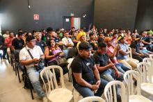 A abertura do Seminário Regional de Escuta dos Povos Indígenas sobre a criação da Universidade Indígena, foi realizado na quinta - feira, 26, na  Usina da Paz do Icuí e no campus XXII da Uepa, em Ananindeua. Foto: Sidney Oliveira/Ascom Uepa.