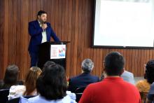 Cerimônia de assinatura do acordo entre Uepa e Hemopa. Na foto, o Presidente do Hemopa, Paulo André Bezerra. Foto: Sidney Oliveira /Ascom Uepa.