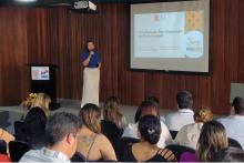 Cerimônia de assinatura do acordo entre Uepa e Hemopa. Na foto, Prof.ª Laura Vidal – Programa de Pós-Graduação em Enfermagem (PPGENF).Foto: Foto: Felipe Borges /Ascom Hemopa