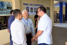 Celebração em comemoração aos 15 anos de existência do Campus XX de Castanhal. Na foto, o reitor Clay Chagas, Adriano Calandrini, Coordenador do Campus de Castanhal e o professor, ex-reitor, Rubens Cardoso. Foto: Sidney Oliveira/Ascom Uepa.