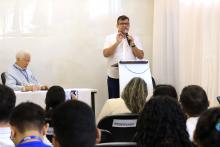 Celebração em comemoração aos 15 anos de existência do Campus XX de Castanhal. Na foto, o pronunciamento do reitor, Clay Chagas. Foto: Sidney Oliveira/Ascom Uepa.