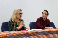 O V Seminário GENSEG acontece nesta sexta-feira, 16, das 8h às 18h, no auditório “Paulo Freire”, no Centro de Ciências Sociais e Educação (CCSE) da Universidade do Estado do Pará (UEPA). Na foto, a Coordenadora do Senseg, professora Dra Ana Lídia Nauar e o professor de antroplologia, Tiago Vaz. Foto: Sidney Oliveira.